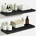 Vivelove 24 Inches Floating Shelves Wall Mounted, 10" Deep Wall Shelves for Bedroom, Bathroom, Living Room, Kitchen, Office, Home Decor, Modern Shelf, Set of 2, Black, 24x10.2x1.5