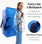 12 Pack Heavy Duty Extra Large Moving Bags W/Backpack Straps - Strong Handles & Zippers, Storage Totes For Space Saving, Fold Flat, Alternative to Moving Box and Storage Bin, Multicolor
