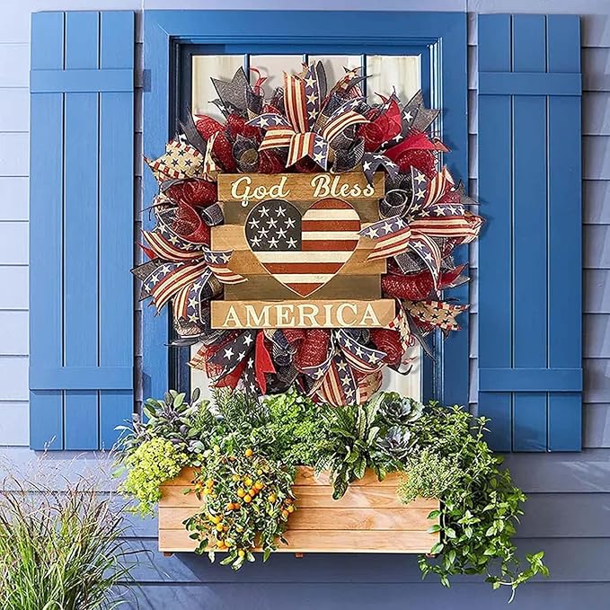 250th Anniversary Patriotic Wreath, 4th of July Wreath for Front Door, Patriotic Wreath Handmade Eagle Wreaths, Memorial Day Home Decoration for Indoor and Outdoor (C)
