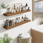 Fun Memories Floating Shelves for Room Wall, 36 Inch Long Shelf Set of 2， Hanging Wood Shelves for Storage & Display, Walnut