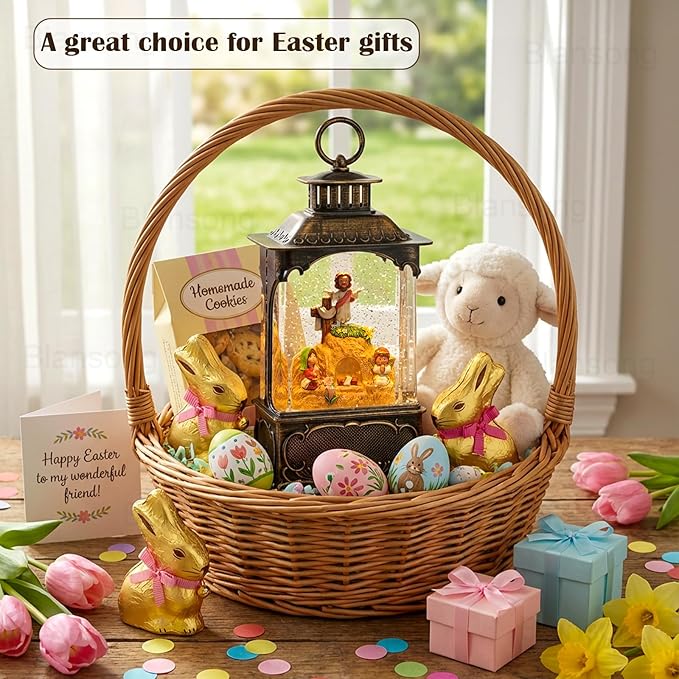 Empty Tomb Easter Scene and Cross Decoration Easter Snow Globe Resurrection Scene Cross Jesus Tomb Tray Jesus Nativity Scene Easter Decorations for Home Christian Gifts
