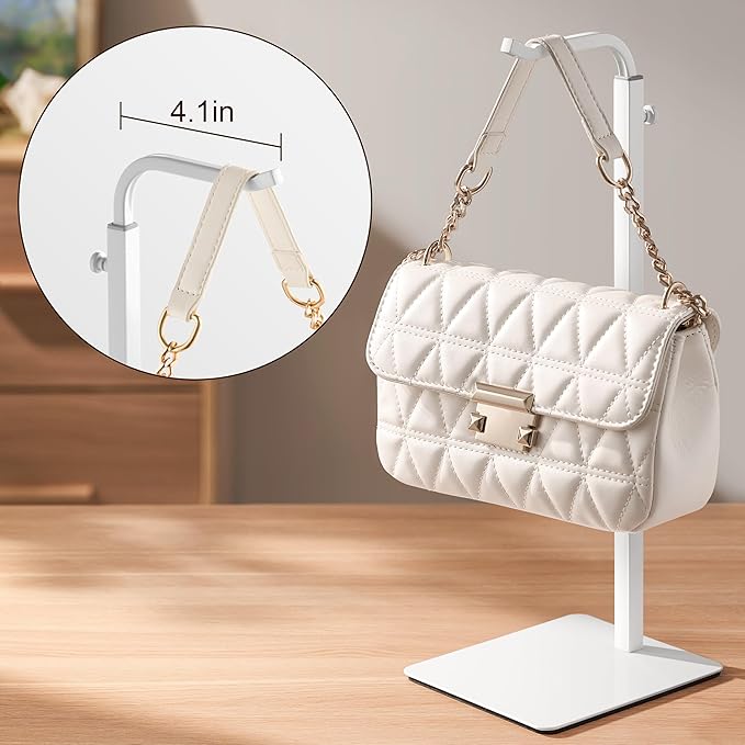 pickpiff Adjustable Purse Display Stands - White Tabletop Display Holder for Handbags, Wreaths and Banners, for Home Closets, Retail Displays and Vendor Booths (2-Pack) | Non-Slip Base