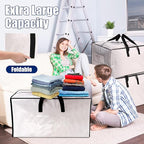 SWEET DOLPHIN 12 Pack Extra Large Moving Bags with Strong Zippers & Carrying Handles, Heavy Duty Storage Tote for Space Saving Moving Storage, Fold Flat, Alternative to Moving Box, Semi-Transparent