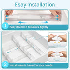 Vtopmart 2.36” Drawer Dividers with Expandable Inserts, 12.8"-22.3" Adjustable Kitchen Drawer Organizer, Clear Plastic Organizer Separator for Flatware, Utensil, Cutlery, 8 Dividers with 14 Inserts