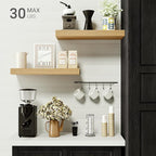 Vivelove Floating Shelves for Wall Mounted, 16 inchs Shelf for Small Bathroom, Bedroom, Living Room, Kitchen, Modern Home Decor, Rustic Farmhouse Wall Shelves with Invisible Brackets - Set of 2, Oak