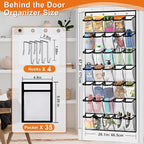 Aheroi 35 Pockets Large Over the Door Organizer, Breathable Mesh Pockets Shoe Organizer, Hanging Shoe Organizers Mesh Closet Shoe Holder Hanger Holds Up to 40 lbs, Space Saving Shoe Rack