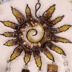 Mini Sun Catcher Dream Catcher – Handmade Sunburst Wall Hanging with Tiger Eye Stones & Crystal Beads for Window Decor, Bedroom, Meditation Space or Gift