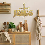 Jesus Cross Metal Wall Decor Christian Wall Art for Home Religious Cross Decoration Living Room Bedroom Prayer Room The Way The Truth The Life Christ Inspired Christian Gift for Family Friends(Gold)