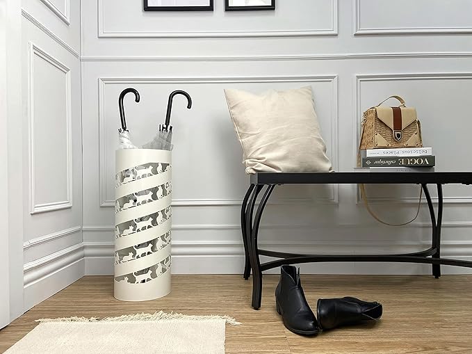 Mango Steam Round Cat Spiral Umbrella Stand 22" Tall, White
