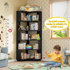 Armocity Corner Book Shelf - 6 Tier Corner Bookshelf Etagere Bookcase with Baffle, Freestanding L Shaped Display Shelf Stand for Home Office, Living Room, Bedroom, Kitchen, Black