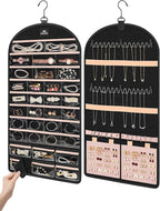 MATEIN Hanging Jewelry Organizer with Removable Zipper Jewelry Pouches, Tangle-Free Necklace Hanger for Closet with Metal Hook, Over the Door Earring Storage Bracelet Ring Holder
