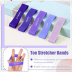 Set of 5 Toe Stretcher Band Separator Spacer Bunion Correction Hallux Valgus Alignment Foot Stretcher Straightener Resistance Loop Yoga Exercise Foot Care with Carry Bag(Purple)