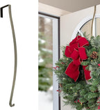 Haute Decor HighProfile Curved Over The Door Wreath Hanger (Antique Brass) - Strong Metal Wreath Holder Hook for Complex Door Designs with Raised Panels and Trim