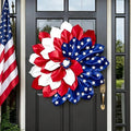 4th of July Decorations Outdoor Patriotic Wreaths for Front Door 250th Anniversary Decorations Red White and Blue American Flag Wreath (Red White and Blue American Flag)