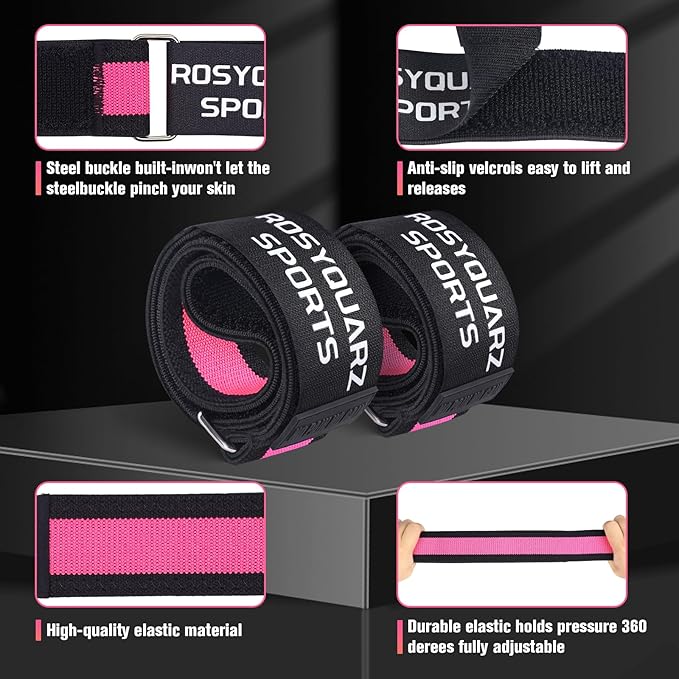 Booty Bands for Working Out, Blood Flow Restriction Bands for Women/Men, Adjustable Velcro Occlusion Resistance Bands BFR Training Bands for Glutes & Hip Building 2 Pack