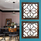 Wocred 2 PCS Square Wall Mirror,Gorgeous Rustic Farmhouse Accent Mirror,Caramel Color Entry Mirror for Bathroom Renovation,Bedrooms,Living Rooms and More(12”x12”)