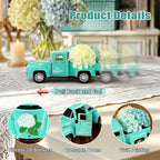Huray Rayho Hydrangeas Metal Truck Decor,with Artificial Hydrangeas Vibrant Pattern,Spring Table Centerpiece Decoration Tiered Tray for Home Kitchen,Gifts Packaging for Women Mother's Day