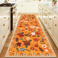 U'Artlines 2'6" x 8' Fall Boho Runner Rug for Hallways Kitchen Colorful Floral Soft Non Slip Washable Floor Carpet Runners for Entryway Laundry Room Bathroom Orange