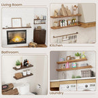 Floating Shelves for Wall Decor, Rustic Solid Elm Wood Live Edge Floating Shelves Wall Mounted, Wall Shelves with Invisible Bracket for Living Room Bathroom Bedroom Kitchen, 40 Inch Set of 1, Natural