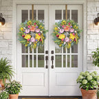 Chrisxiao 24 Inch Spring Summer Wreath for Front Door, Eucalyptus Wreaths with Peony, Tulip & Eucalyptus Leaves,Summer Wreath for Home Farmhouse, Outdoor, Porch, Wall Window Decor All Year Round