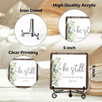 Modern Farmhouse Decor, Home Decor For Living Room, Boho Chic Aesthetic Shelf Decorations, Christian Be Still Acrylic Sign, Farmhouse Entryway Tv Stand Fireplace Coffee Table Decoration (11)