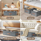 Dayacoco Under Bed Storage with Wheels, 2Pack 71L Under the Bed Storage Containers, Adjustable Underbed Drawer with Lids, Underbed storage Rolling Bin for Shoes, Clothes, Blankets, Grey
