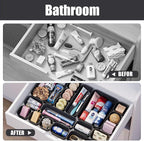 Plastic Drawer Organizers, 18 PCS Drawer Organizer Bins, Bathroom and Vanity Organizer Plastic Tray, Makeup organizer and storage for Makeup, Bedroom, Kitchen Gadgets Utensils and Office (Black)