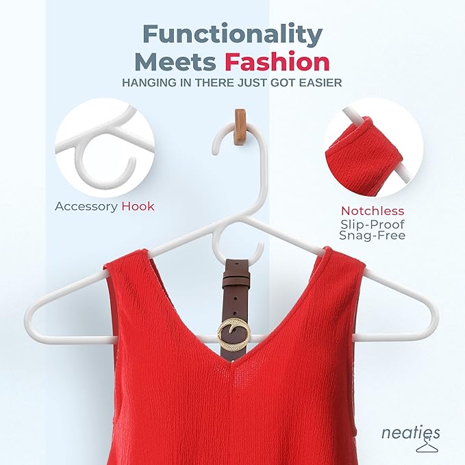 Neaties Heavy Duty Clothes Hangers 18 Pack – Made in The USA – 8lb Capacity Plastic Hangers for Adult Clothing – Durable for Pants, Coats, Jackets, or Jeans – White & Blue