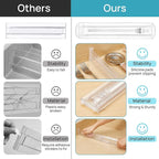 Vtopmart 4 Pack Shallow Drawer Dividers, 2.36" High 12.5"-20.8" Adjustable Expandable Kitchen Drawer Organizer, Clear Plastic Organizer Separators for Flatware, Utensil, Cutlery, Underwear, Clothes