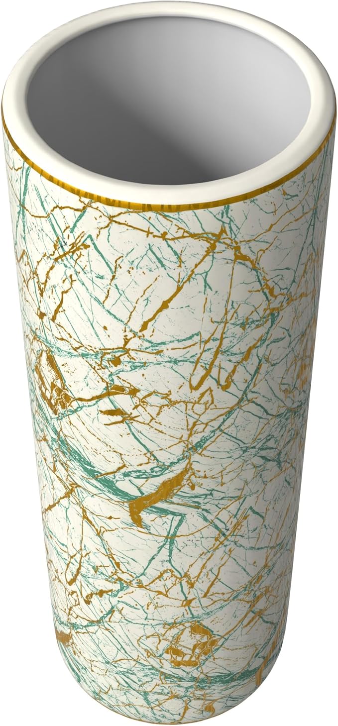 Red Lantern 24" Abstract Green & Gold Umbrella Stand
