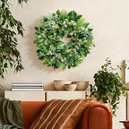 24 Inch Green Wreath for Front Door - Artificial Greenery Wreath with Berries, Indoor Outdoor All Season Year Eucalyptus Wreath for Farmhouse Home Decor, Spring Summer Fall Winter