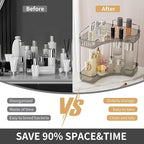 YCIA&DONE Corner Bathroom Counter Organizer, Makeup Organizer for Vanity, Skincare Cosmetic Perfume Tray, Corner Countertop Shelf Rack Storage for Bathroom Kitchen 3Tiers (Smoky Gray)