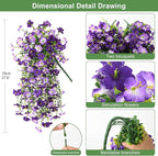 Artificial Fake Hanging Flowers Plants for Outdoor Spring Decoration,2 PCS Faux Silk Morning Glory with Eucalyptus Leaves,UV Resistant Realistic Trailing Vines for Balcony Porch Patio Yard Garden