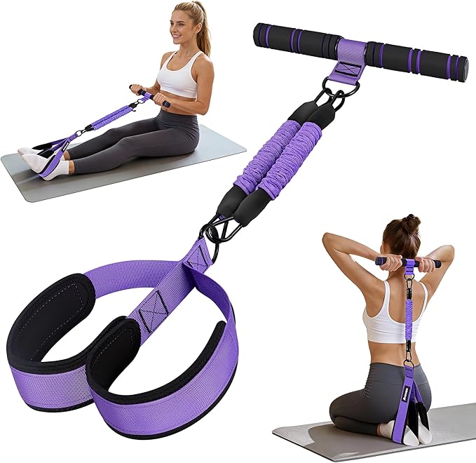 Upgrade Pedal Resistance Band with Handle, Adjustable Tube Foot Pedal Device Puller Exercise Bands, for Abs Arm Leg Waist Workout, Core Pilates, Sit Up Fitness Equipment for Full Body Training