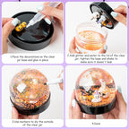 Halloween Snow Globe Craft Kit - 8 Set DIY Plastic Snow Globe Craft with Mini Resin Ghost Haunted House, Make Your Own Party Decor with Glitter for Classroom Activity Gifts (Halloween)