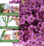 24 Bundles Artificial Flowers for Outdoor Faux Plants for Spring Summer Decoration, UV Resistant Realistic Silk Plastic Fake Flowers Garden Porch Patio Balcony Yard Front Home Decor