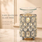 Leyoue Wax Warmer Wrought Iron Crystal Wax Melt Warmer Electric Oil Burner Wax Melt for Gifts & Decor, Home, Office, SPA,Bedroom