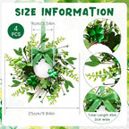 4 PCS Mini St. Patrick's Day Glitter Shamrocks Wreath for Front Door St. Patrick's Day Kitchen Cabinet Wreaths Decorations with Ribbon Small Lucky Green Irish Clover Berry Wreath for Porch Window