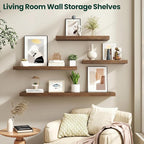 Floating Shelves for Wall 36 in x 9.3 in Deep, Wall Mounted Rustic Wood Shelf with Invisible Brackets for Storage & Display, Living Room Bedroom Bathroom, Walnut, 2 Pack
