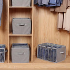 Zilink Upgraded Wardrobe Clothes Organizer with Support Board Clear Pants Organizer Bins for Closet with 7 Grids Divider Sweater Organizer for Closet for Jean Pant Sweater Legging T-Shirt, 3 Pack
