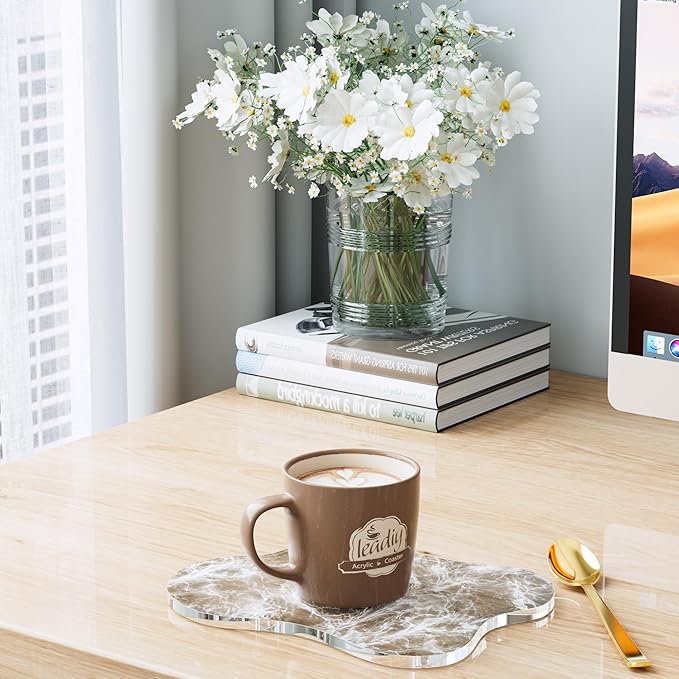 Acrylic Coaster Decorative Plates, Irregular Bar Drink Coaster,Perfect for Tabletop Protection and Accessories Display.（Fog）