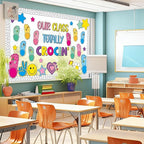 Summer Bulletin Board Decorations Set June Our Class Totally Crocin' Clsssroom Decor Smile Face Groovy Retro Colorful Shoe Charms Paper Cutouts for Back to School Chalkboard Wall Door Teacher Supplies