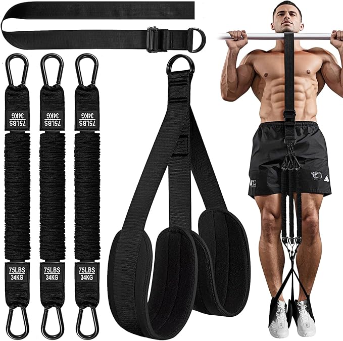 HPYGN Two Foots Pull Up Assistance Bands, Heavy Duty Resistance Band for Pull Up Bar, Adjustable Weight/Size with Fabric Feet/Knee Rest, Bands for Pull Up Assist for Strength Training, Pull Up