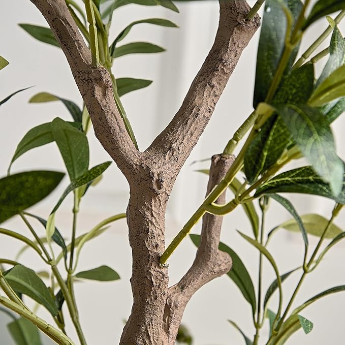 VECELO Artificial Olive Tree 5FT(61inch), Faux Olive Trees in Pot, Tall Fake Plant with Silk Leaves, Realistic Fruits and Dried Moss for Indoor Home Office Decor