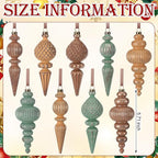 Yunlly 18 Pcs Neutral Christmas Ornaments Textured Christmas Tree Decor with Hanging Loop Matte Shatterproof Hanging Finial Ornaments Home Decor for Xmas Vintage Rustic Farmhouse (Nostalgic Color)