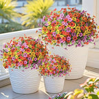 Artificial Flowers Faux Plants Outdoor Fake Flowers Spring Decor,12 Bundles Realistic Plastic Plant Colorful Daisy UV Resistant for Porch Patio Home Yard Garden Window Box Pot Planters