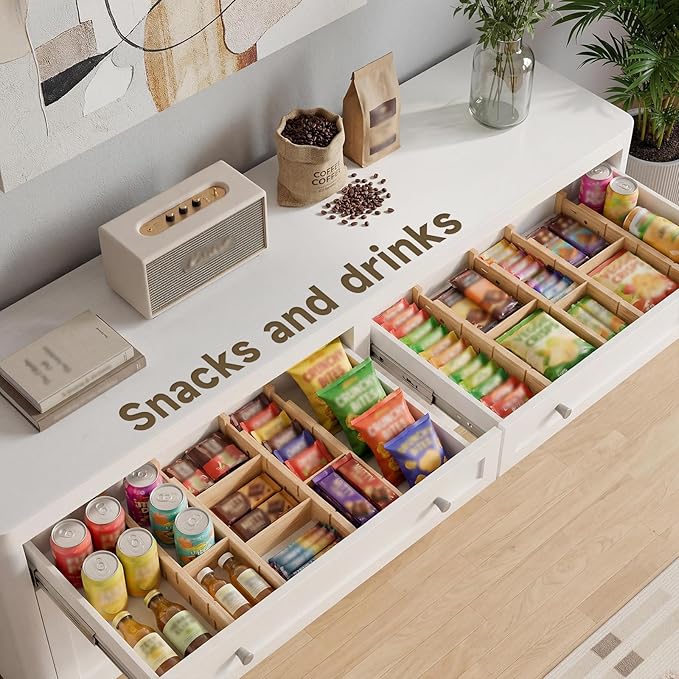 Kitchen drawer organizer,expandable bamboo drawer divider,include 8 dividers,8 small inserts and 8 medium inserts for Home, Office, Dressers (Short-8 Dividers)