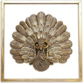 Animal Heads Wall Decor ( Includes Metal Frame) Christmas Indoor Decor Resin Animals Sculptures Head Wall Hanging Thanksgiving Decoration Gold vintage Wall Sculpture for Living Room Bedroom Office(Turkey)