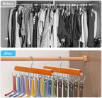 Belt Hanger for Closet, 360° Rotating Tie & Belt Rack for Storage with 14 Hooks,Versatile Hanger Rack with Hooks(2Natural)