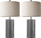 PARTPHONER 23" Modern Ceramic Table Lamp Set of 2, Table Lamps for Living Room, Rustic Farmhouse Bedside Lamps Nightstand lamp for Bedroom, Desk Lamp for End Table Home Decor Black